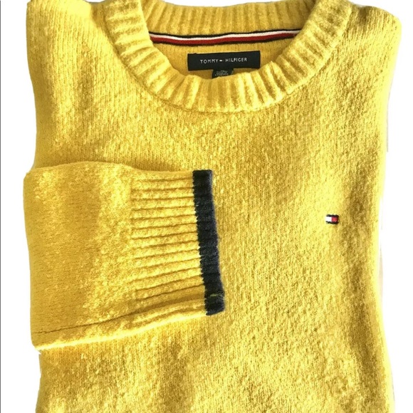 Tommy Hilfiger Men’s Yellow Wool Blend Round Neck Sweater XL - Picture 3 of 14